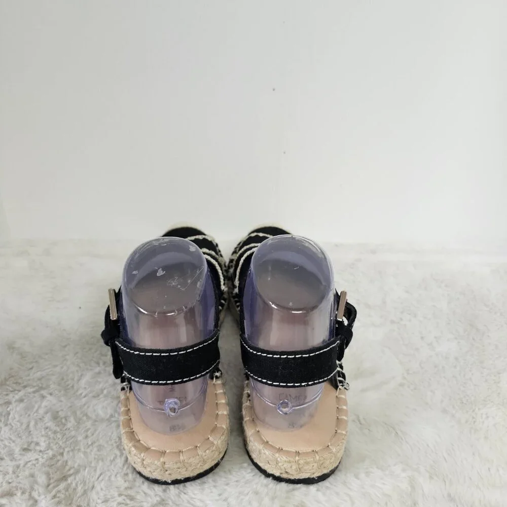Time and Tru Espadrilles Boho Jute Crochet Black Cream 8.5